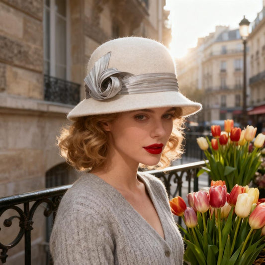 Women's Autumn-Winter Wool Hat, High-quality French Vintage Short Brim Hat, Wedding Guest Hat, Church Hat, Vintage Flat Hat