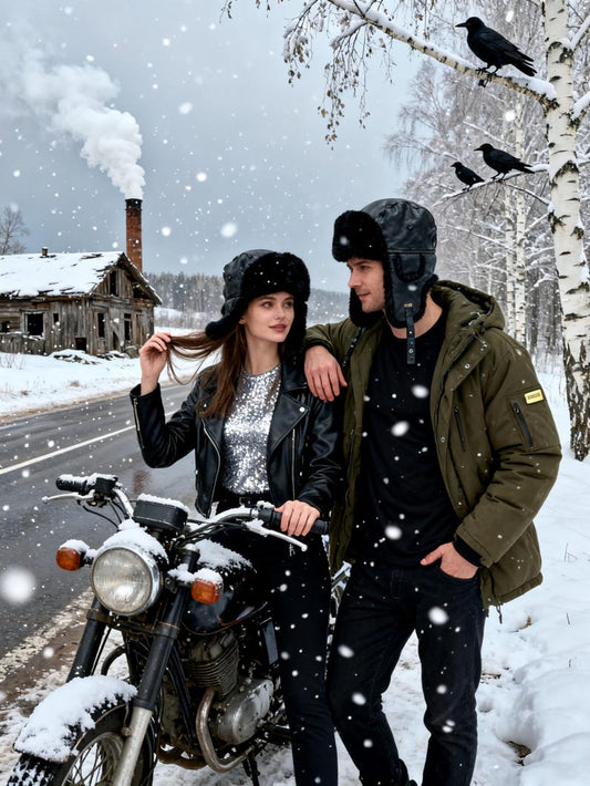 Handmade Leather Trapper Hat Faux Fur Lined Winter Hat fur trapper hat Russian hat Holiday gifts